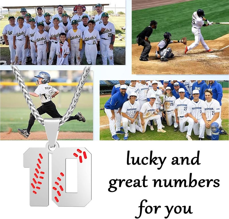 Wikavanli Personalized Baseball Jersey Number 00-99 Necklace - Stainless Steel Baseball Chain Pendant Necklace - Team Jewelry Gift for Boys, Girls, Men, Women - Image 3